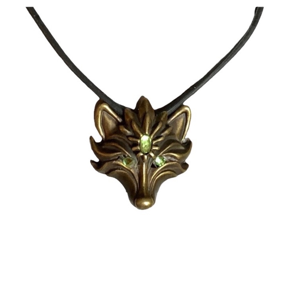 Mythical Wolf Necklace Choker Artesian Green Rhinestones Mens Women’s Jewelry